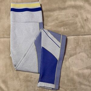Fabletics Gray, Blue & Yellow Performance Leggings